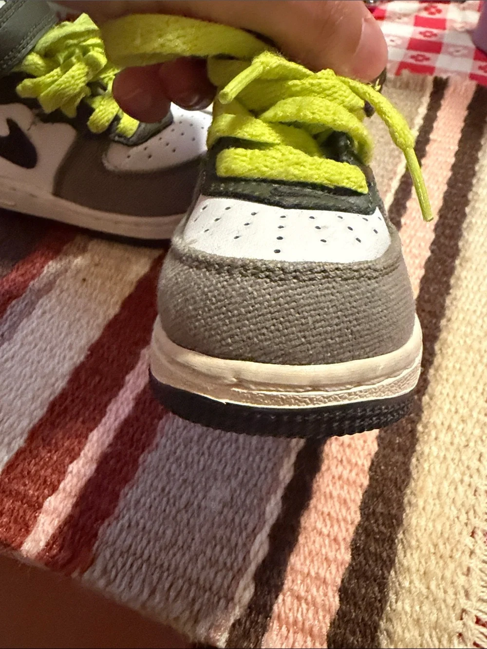 Nike Kids High-Top Sneakers in White, Gray and Neon Yellow